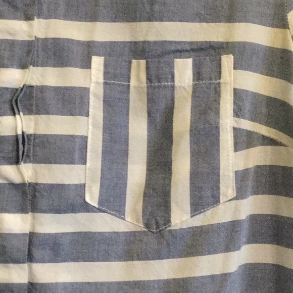 NWOT Splendid stripe cotton chambray button down shirt w convertible sleeves - Picture 5 of 11